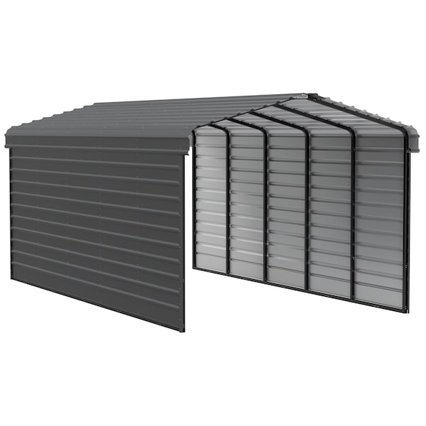 Arrow Storage Products Galvanized Steel Carport, W/ 2-Sided Enclosure, Compact Car Metal Carport Kit, 12'x24'x9', Charcoal CPHC122409ECL2 - main
